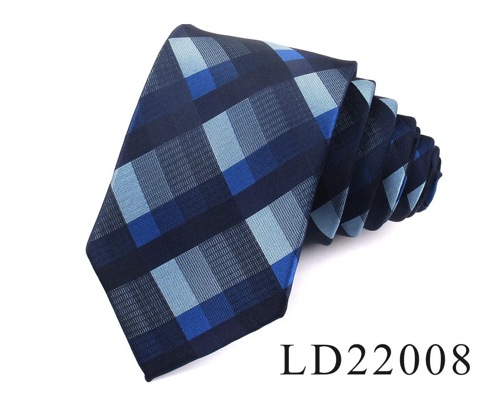 Italian Silk Tie Checked Plaid Pleated Neck Ties for Men Business 7CM Polyester Ties Business