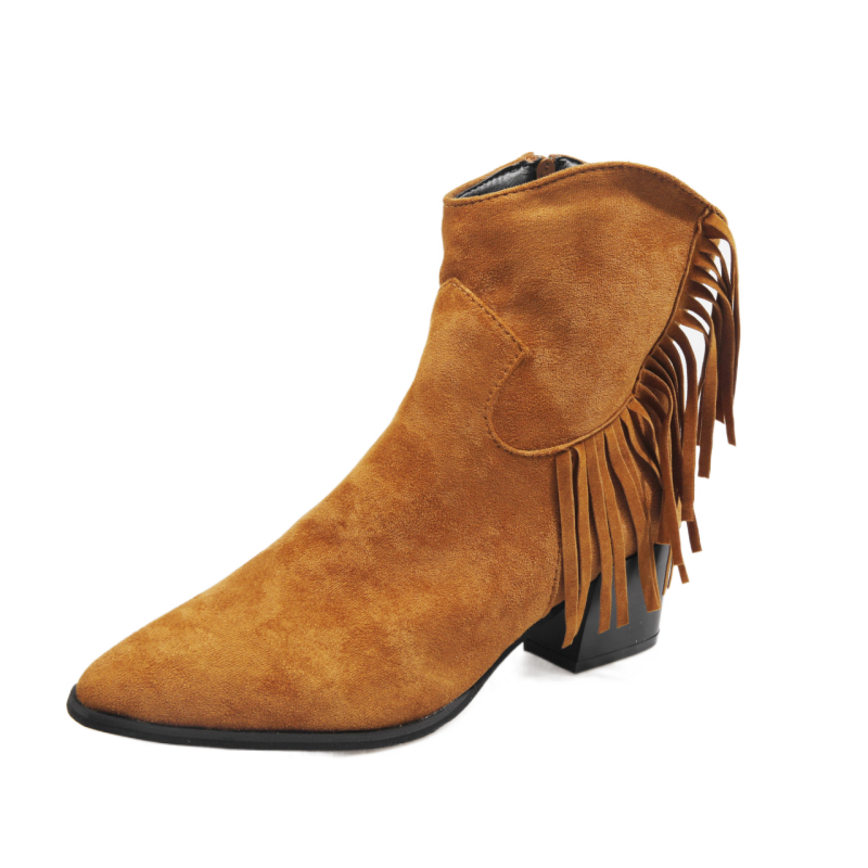 Factory Cheap High Quality Heel Boots Suede Women Ankle Boot Shoes Fringe Women Boots
