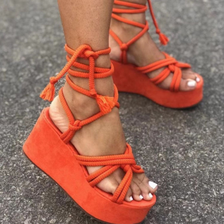 Hot Sale Rope Sandals  Flat Sandals for Women and Ladies Lace Up Sandals Women