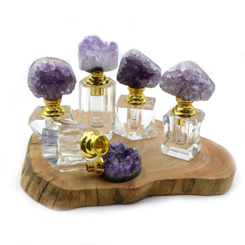 Manufacturer 2ml Natural Gemstone Geode Amethyst White Crystal Perfume Bottle Gemstone Cute Vial Jewelri Jewelry Gift