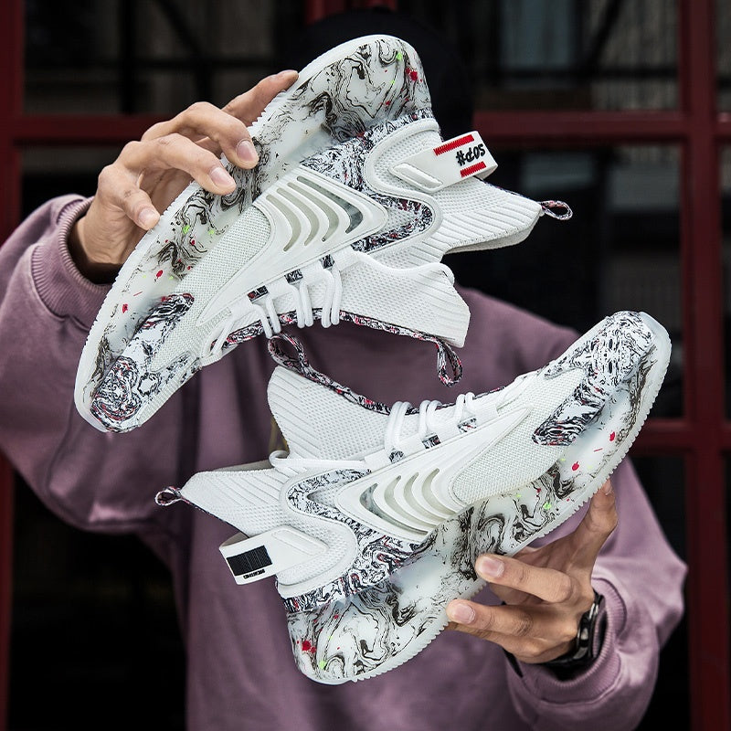Chunky Gym High Top Men's Court Sneakers Winter Walking Mesh Male Fashionable Big Camouflage Casual Platform Mens Sneaker