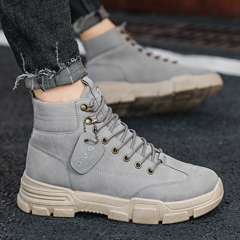 Autumn Winter Men's Rubber Snow Boots Warm Working Lace Up Boot Shoes