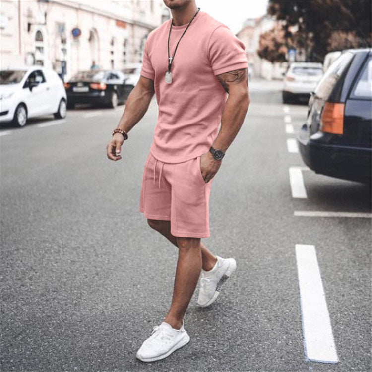 3XL Plus Size Men's Athletic Shirts and Shorts Outfits Short Sleeve Activewear Sports Set Summer Casual Tracksuit