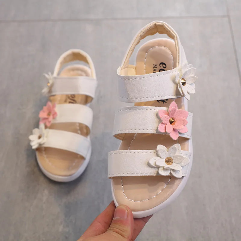 Children's Shoes Summer Style Children Sandals Girls Princess Beautiful Flower Shoes Kids Flat Sandals Baby Girl Gladiator Soft
