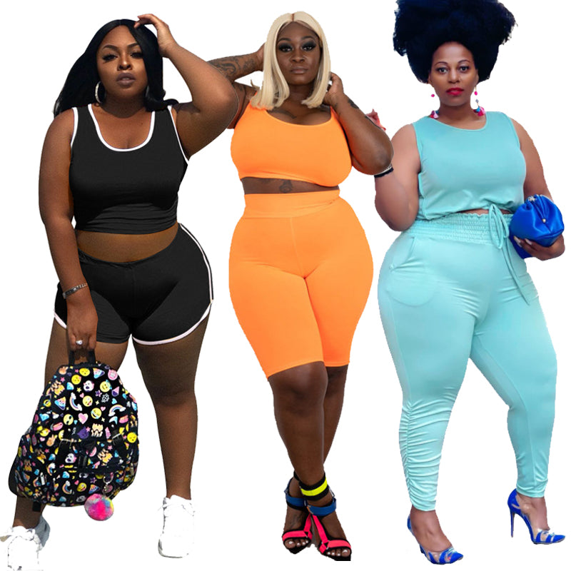 2021 New Arrival Fitness Activewear Workout Jogger 2 Piece Pants Set Plus Size Women Clothing Two Piece Set
