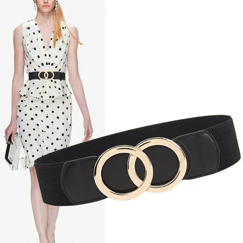 65 Style New Korean Windbreaker Elastic Wide Women Waistband a Variety Alloy Buckle Retro Belt All-Match Dress Women Accessory