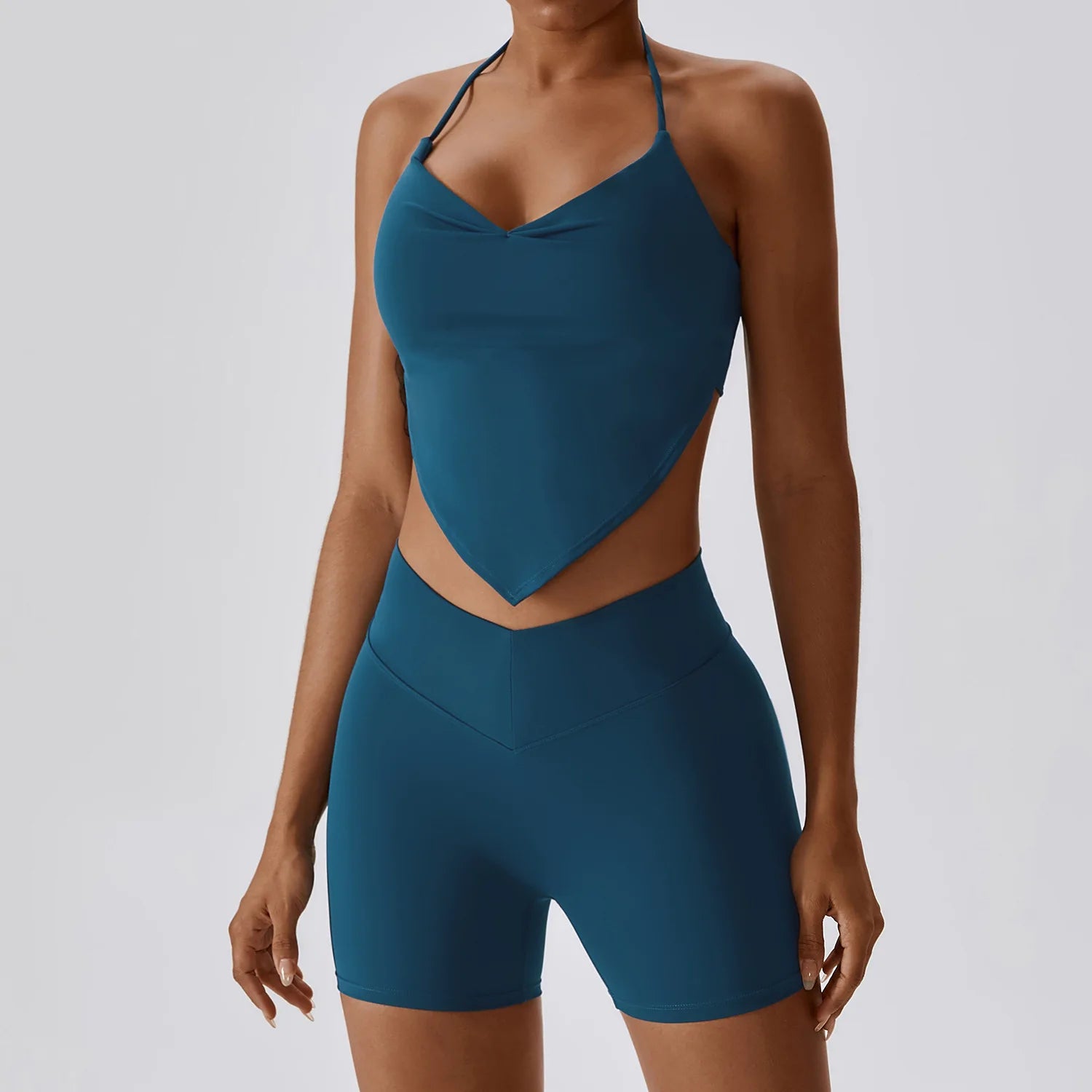 2023 New Running Sets New Design Nude Vest Bra Tops Shorts High Waist Leggings Two Piece Activewear Yoga Outfit for Women