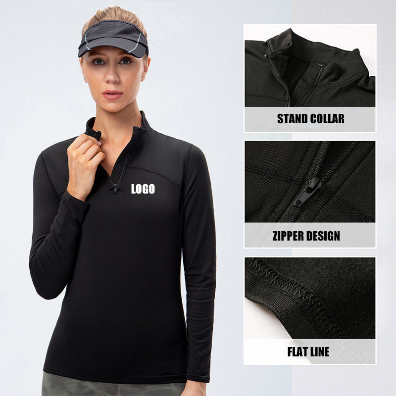 Women Activewear Breathable Quick Dry Plush Long Sleeved Zipper Top Side Pocket Workout Leggings 2 Pieces Gym Wear Set