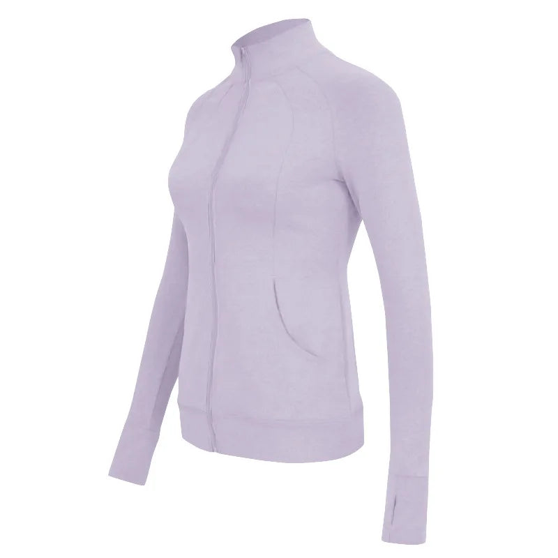 Womens Activewear Slim Fit Sports Running Top Fitness Clothes Elastic Long Sleeve Slim Zipper Elastic Fitness Yoga Jacket