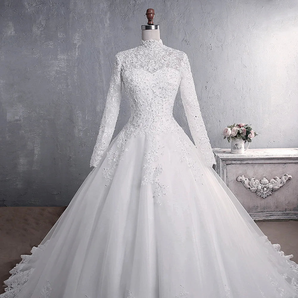Bridesmaid Dresses Floor Length Bridal Gowns Muslim Wedding Dress Dropshipping Wholesale Wedding Full Custom Lace High 1000 - My Store