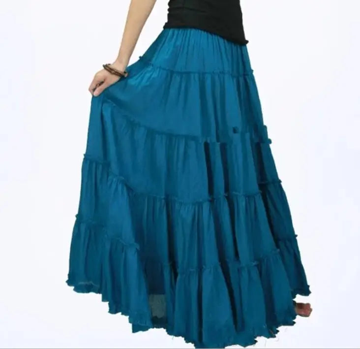 New Summer Women Skirt Linen Cotton Vintage Long Skirts Elastic Waist Boho Maxi Skirts