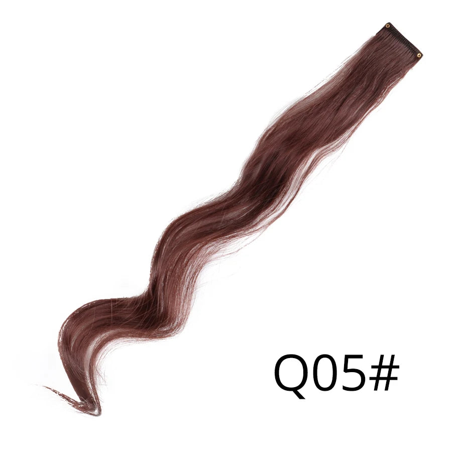 Party Hair Extensions Body Wave Ombre Hairpiece Synthetic Fiber Straight Strands Hair on Hairpins Rainbow Blend in Your Hair