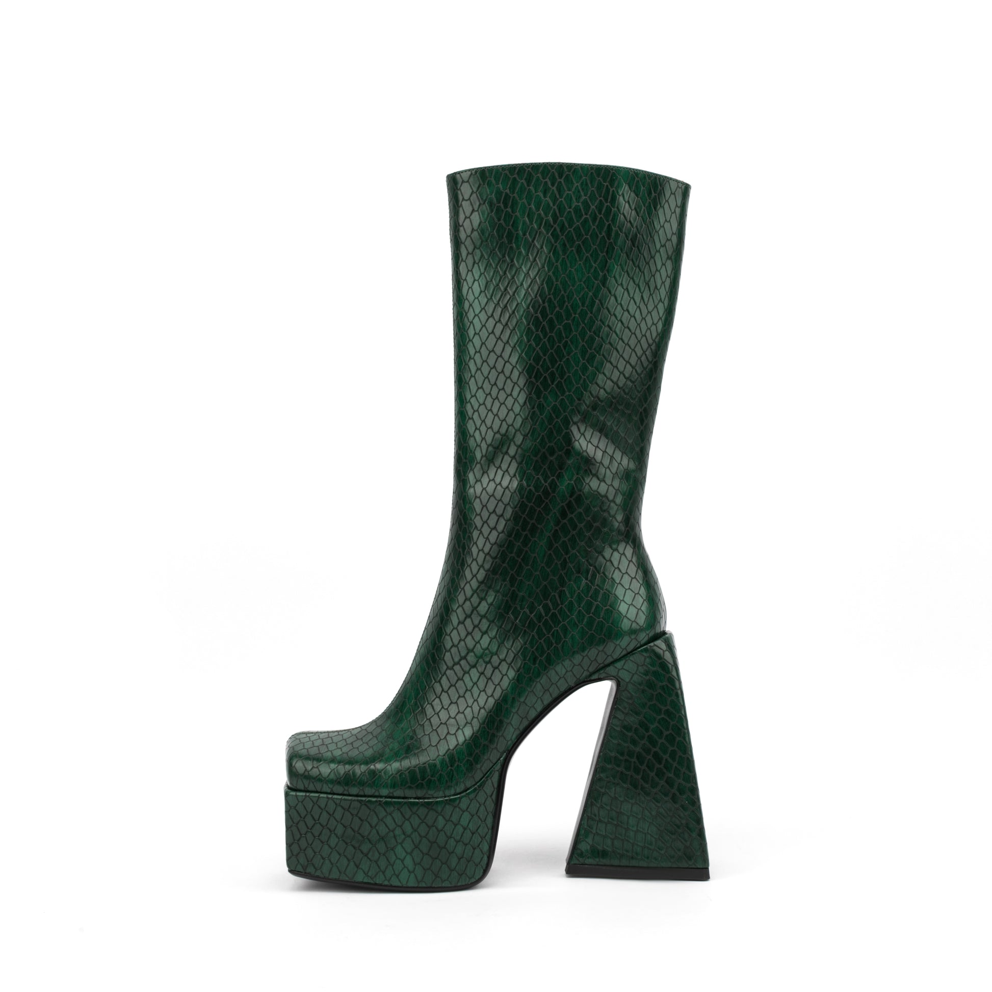 Women Boots High Heels Chunky Platform Big Size 45 Spring Autumn Winter Knee High Boots Zipper Martin Boot Party Shoes
