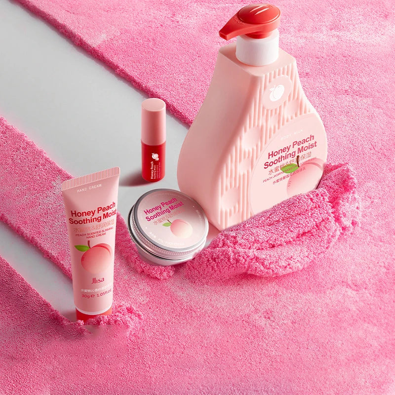 Peach Moisturizing and Delicate Nine-Piece Set Hydrating and Moisturizing Care Set Body Lotion Lip Balm Hand Cream