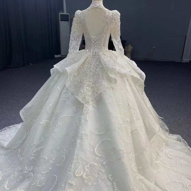 Novia Vestido De Luxury Sequin Beaded Sexy Designer Plus Size Long Sleeve Wedding Bridal Dress Wedding Dresses - My Store