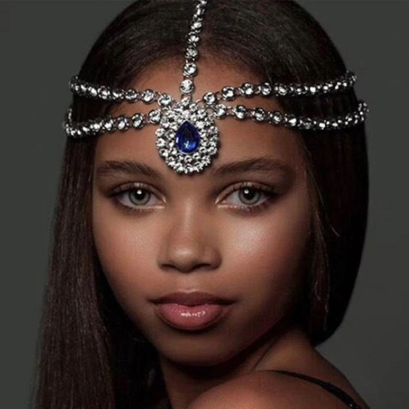 2022 Bride Hair Chain Bohemian Hair Accessories Forehead Hair Chain Rhinestone Wedding Jewelry Crystal Chain