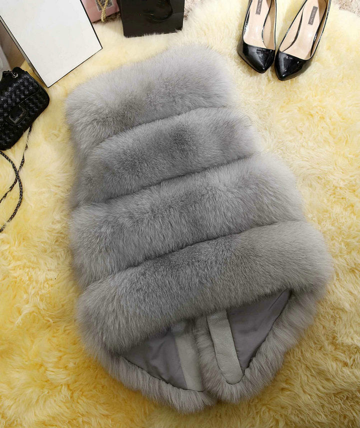 Women Fashion Coats Winter and Fall Coat Women Long Fur Coat Faux Fox Fur Vest