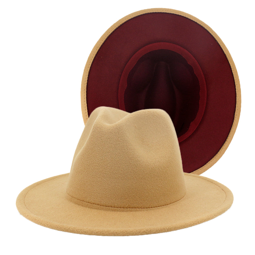 Fedora Hats Women Wholesale Felt Fedora Hats for Men Two Tone Hat Different Color Brim Fedora