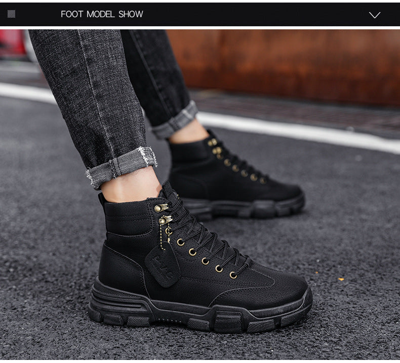 Autumn Winter Men's Rubber Snow Boots Warm Working Lace Up Boot Shoes