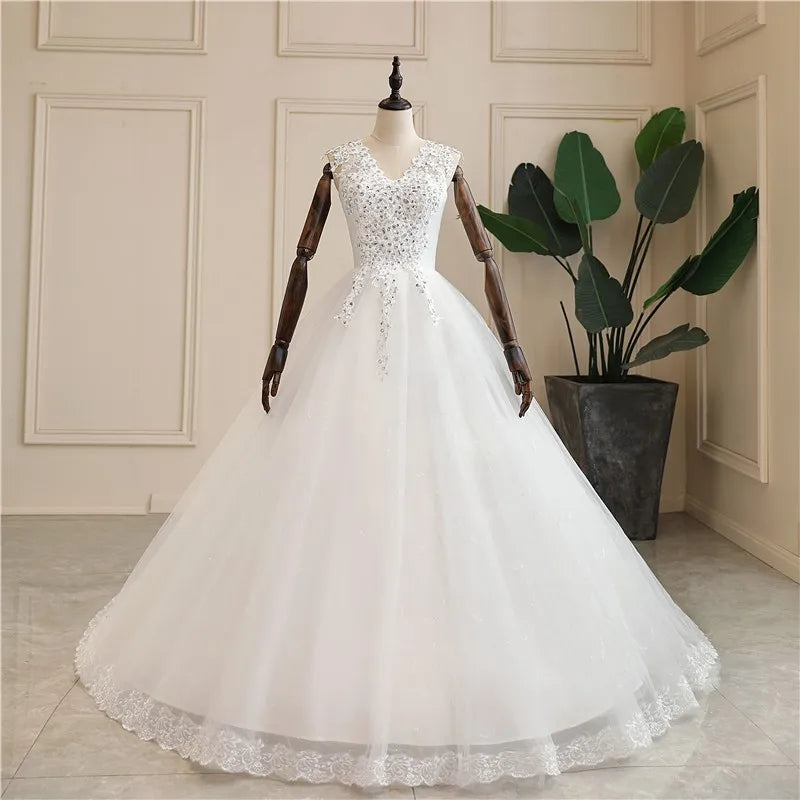 Gryffon Wedding Dress Sexy V-Neck Lace Embroidery Court Train Ball Gown Princess Wedding Dresses Vestido De Noiva Plus Size - My Store