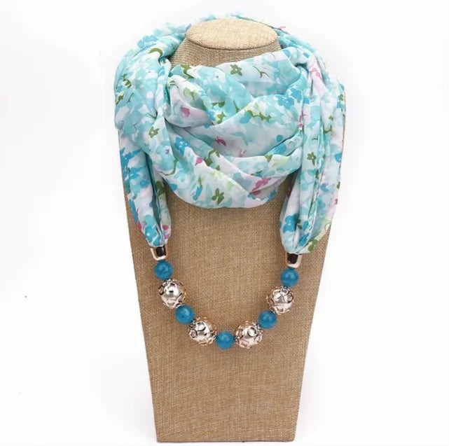 YLWHJJ Multi-Style Decorative Jewelry Necklace Resin Beads Pendant Scarf Women Foulard Femme Head Scarves Hijab Scarfs