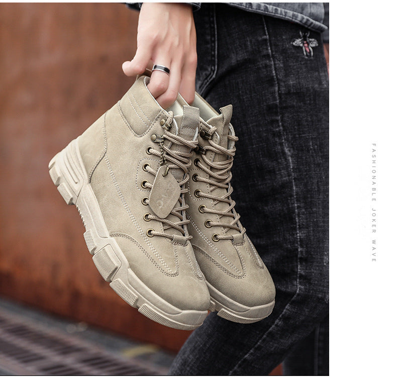 Autumn Winter Men's Rubber Snow Boots Warm Working Lace Up Boot Shoes
