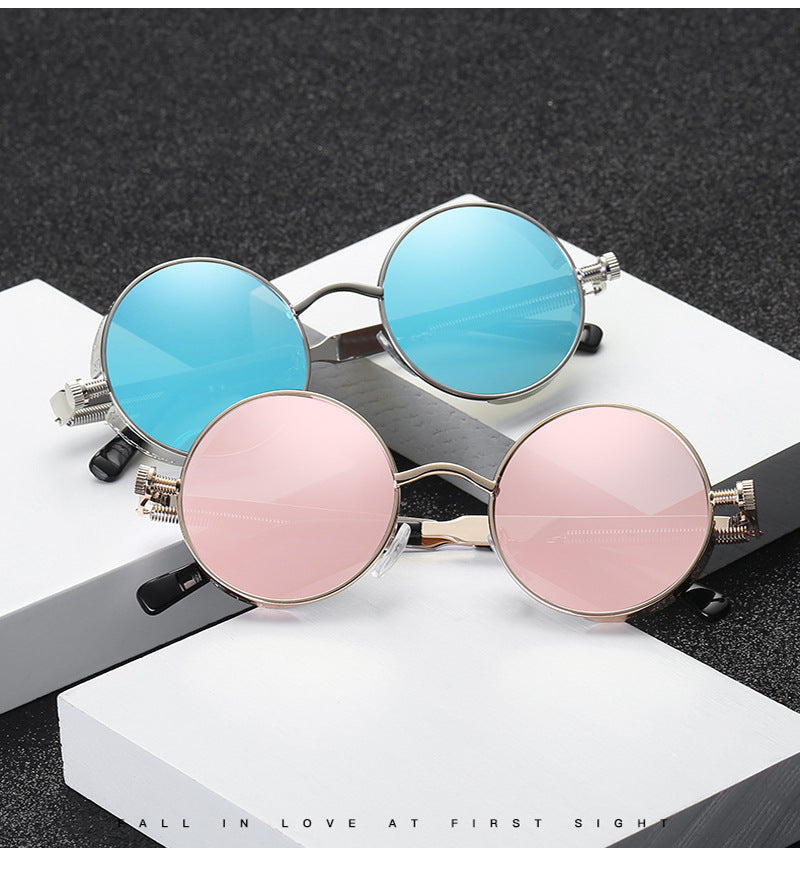 Trendy Steampunk Sunglasses Retro Fashion Men Women Luxury Sunglasses Fashion Round Sunglass