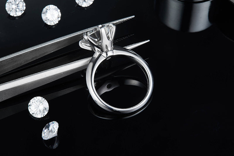 SGARIT Jewellery S925 Sterling Silver Gold Plated 5 Carat Moissanite Diamond Ring Jewelry