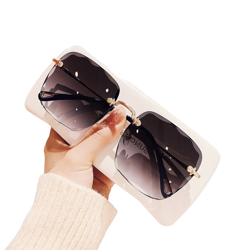 2021 Fashion Luxury Polarized Custom Sunglasses Retro Vintage Tinted Rimless Sunglasses Big Frame Sunglasses