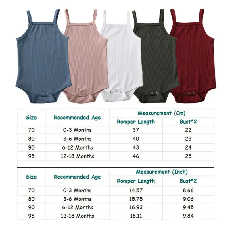 0-18Months Unisex Baby Summer Bodysuit Baby Boy Solid Pink White Green Jumpsuit for Newborn Girls Sleeveless Playsuit Clothes