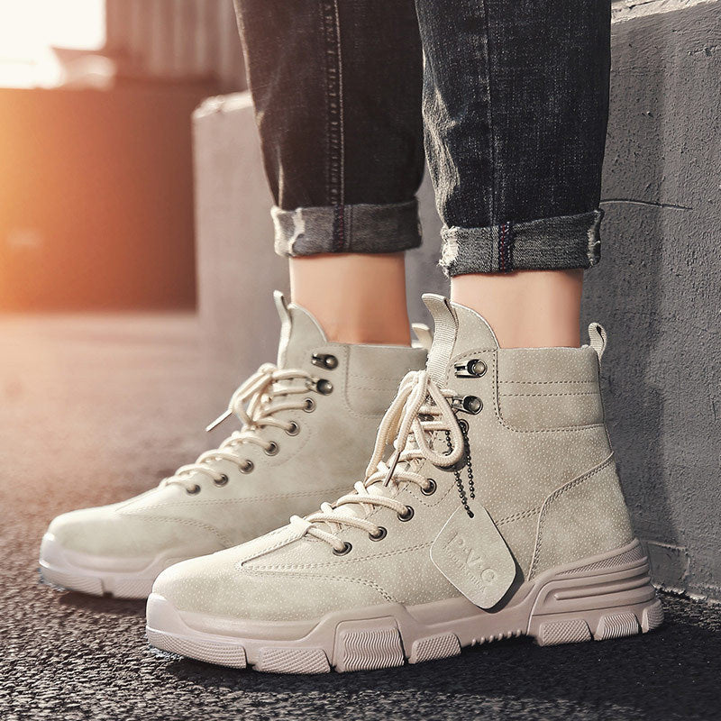 Autumn Winter Men's Rubber Snow Boots Warm Working Lace Up Boot Shoes