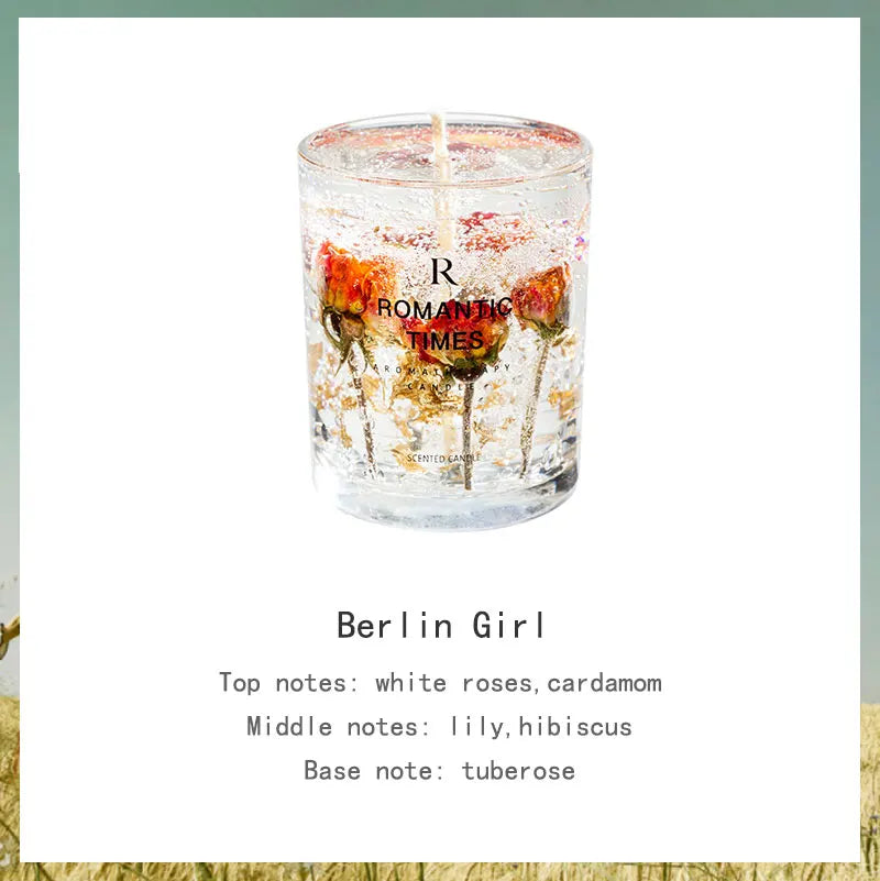 Flower Fruit Essential Oil Scented Candle Transparent Gold Foil Wedding Decoration Candle Smokeless Aromatherapy Home Candles