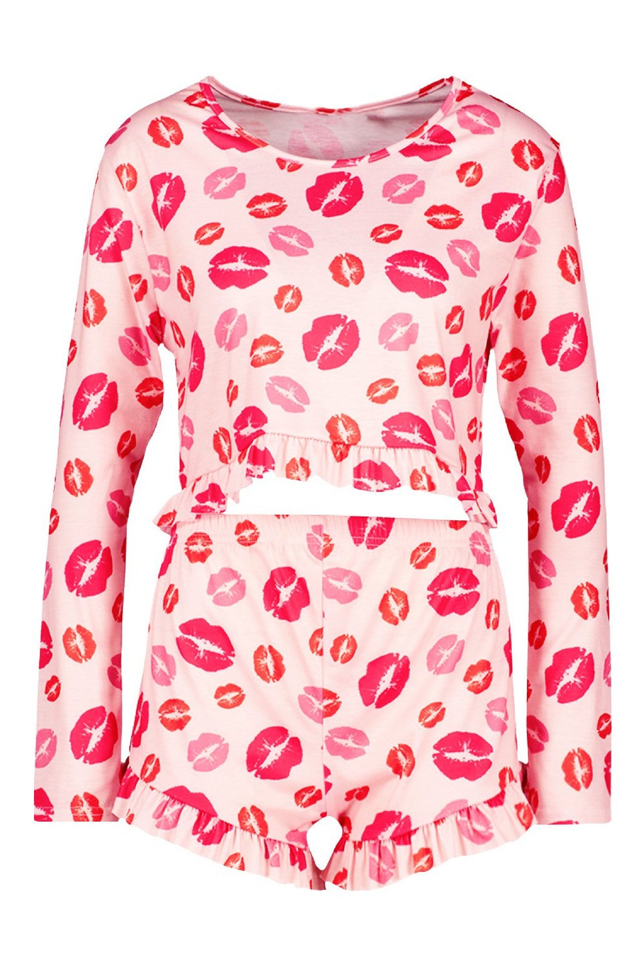 Ibeauty Fancy Cotton Pajama Set Full Sleeves Pajama Short Woman Heart Printed Custom Pajamas for Women