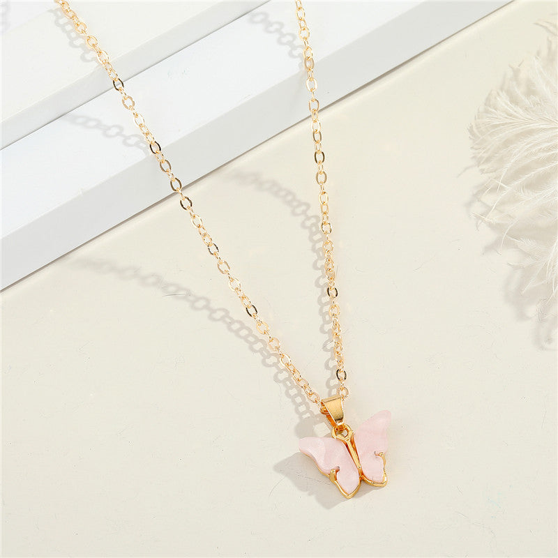 Wholesale Women Fashion Accessories Gold Plated Colorful Girlfriend Gift Butterfly Design Jewelry Women Jewellery Necklace