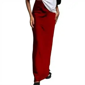 OOTN Fashion Slim High Waist Skirts Women Female Solid Office Long Skirt Spring Summer Elegant Satin Black Trumpet Skirts