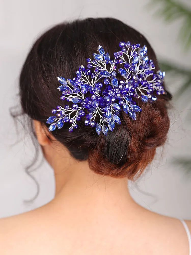 Bohemian Black Red Green Crystal Women Hair Combs Bridal Hair Accessories Wedding Hair Jewelry Head Decoration Hair Ornament