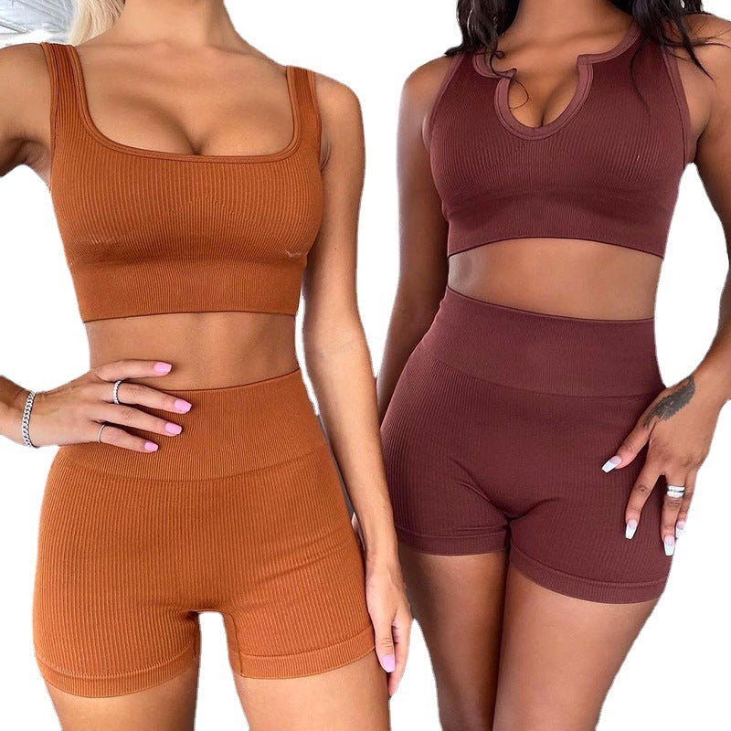 Women's 2 Piece Workout Outfits Sexy Textured High Waist Leggings and Sports Bra Yoga Activewear Tracksuits Set