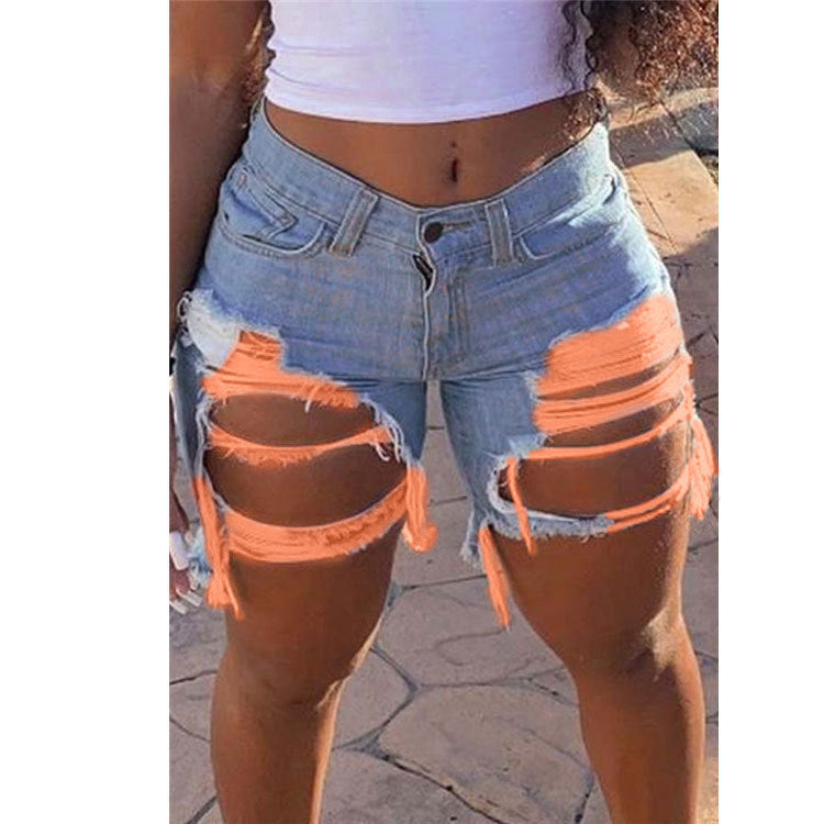 Wholesale Ladies Stylish Plus Size Ripped Women Destroyed Jean Shorts Jeans Pants