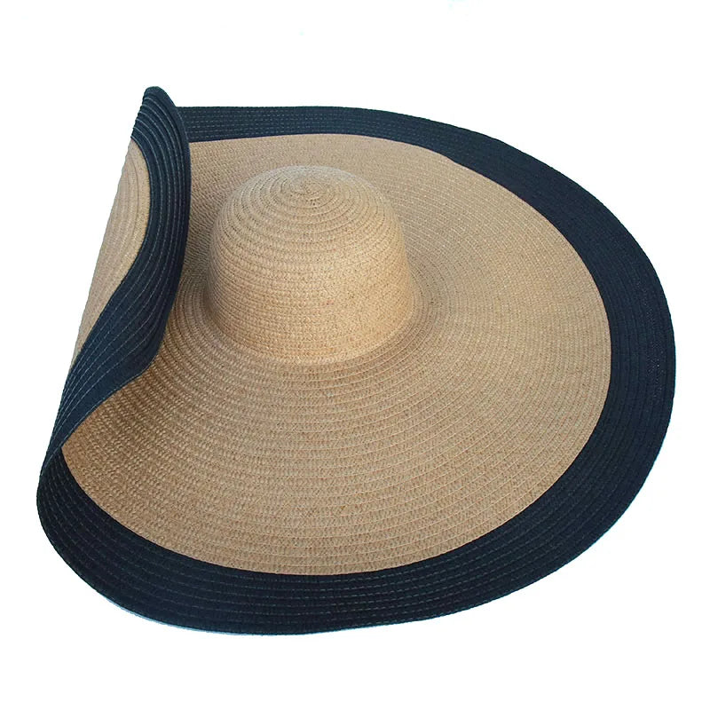 Super Bigger Brim Wide Straw Hats for Women Foldable Paper Beach Hat Summer Sun UV Hats Stage Cap Dropshipping Wholesale