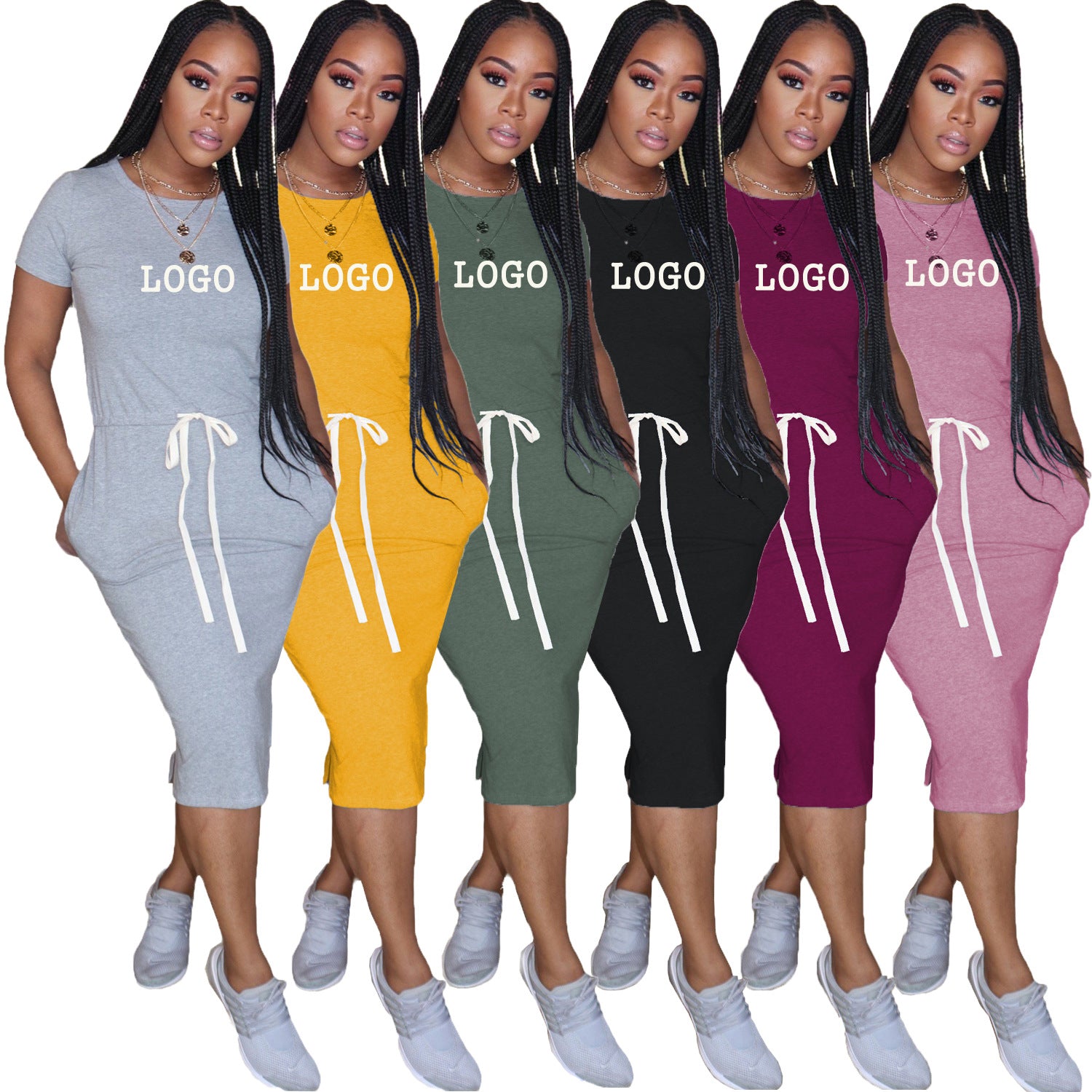 New Arrivals Women Dresses Summer Clothing Casual+Dresses Midi T Shirt Dress