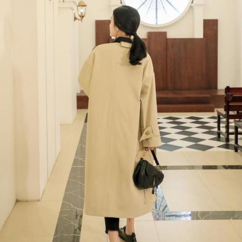 Women Trench Coat Color Matching Irregular Long Trench Coats Asymmetry Vintage Oversize Coat 2019 New Autumn Winter