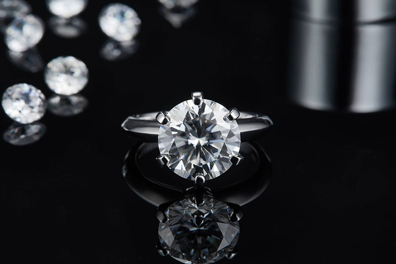 SGARIT Jewellery S925 Sterling Silver Gold Plated 5 Carat Moissanite Diamond Ring Jewelry