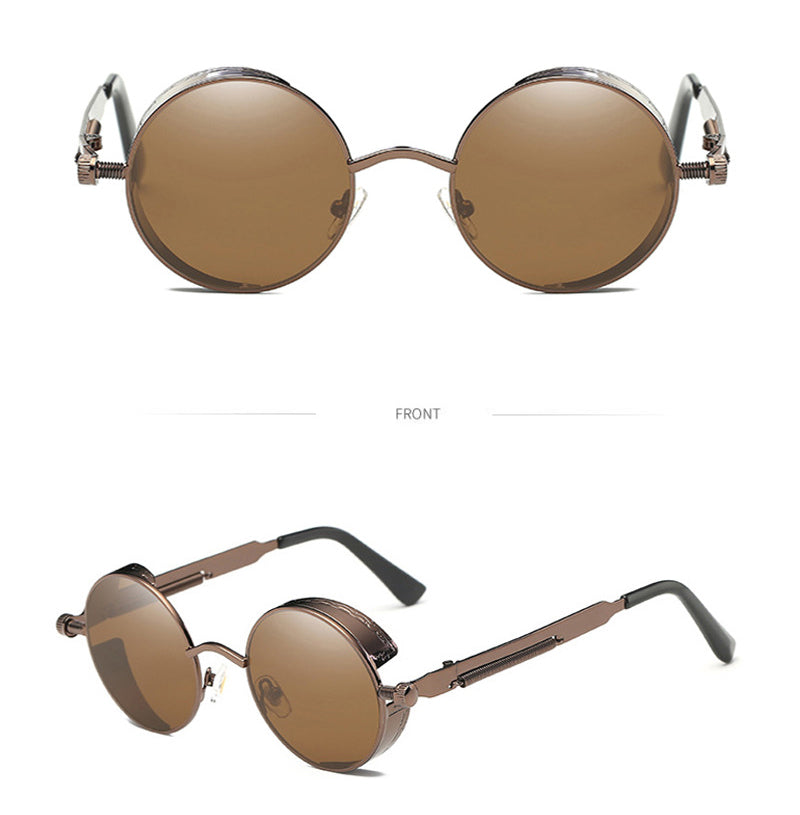 Trendy Steampunk Sunglasses Retro Fashion Men Women Luxury Sunglasses Fashion Round Sunglass