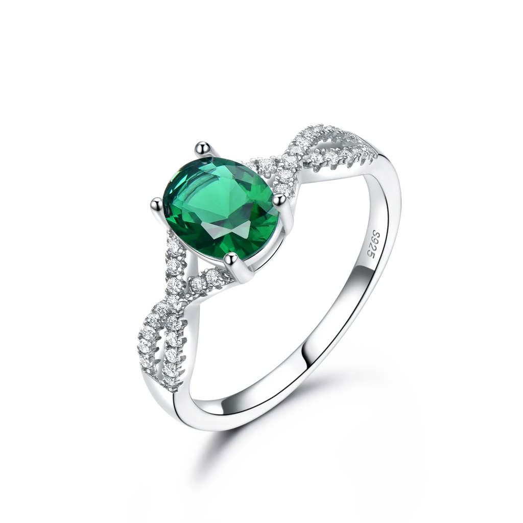 Hot Selling Emerald Zircon Sliver Jewelry Fashion 925 Sterling Silver Women's Rings High Jewellery Rings