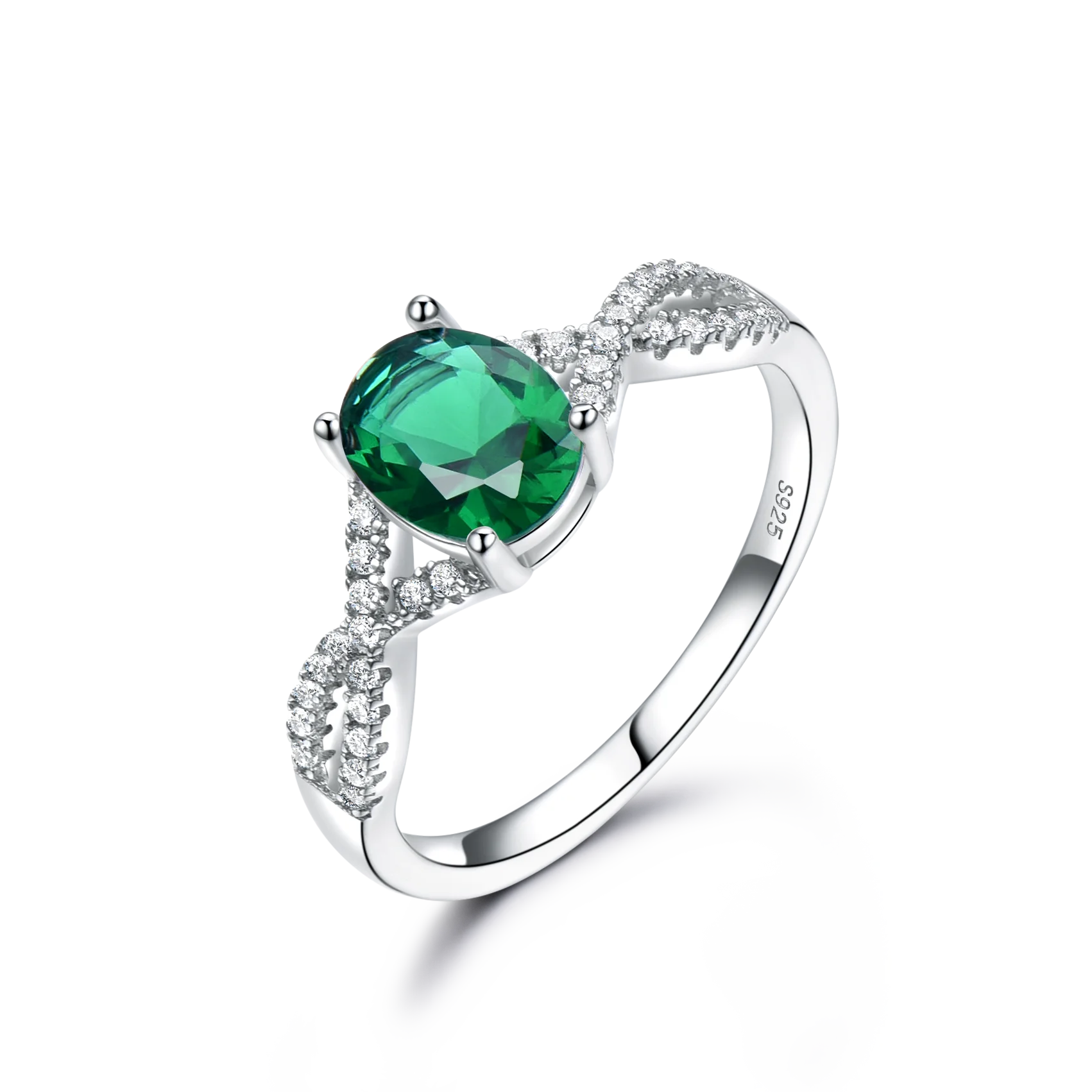 Hot Selling Emerald Zircon Sliver Jewelry Fashion 925 Sterling Silver Women's Rings High Jewellery Rings