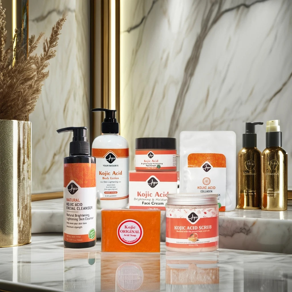 Mc06 Private Label Skin Care SET Rejuvinating FACE CREAM KOJIC Lotion Lightening Body Scrub  KOJIC AICD  Whitening Skin Care Set
