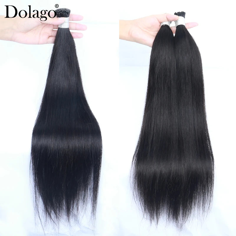 Microlink Hair Extensions Human Hair Extension I Tip Hair Extensions for Women Natural Black Brazilian Straight Virgin Bulk Hair