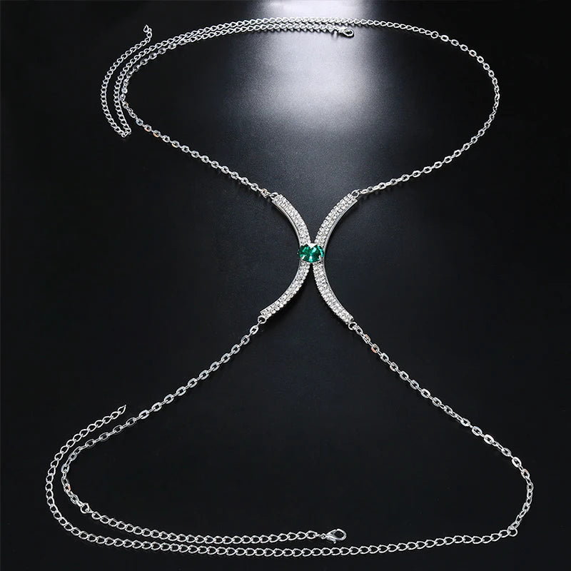 Stonefans Red Heart Bra Chain Body Jewelry Women Crystal Bracket Chest Beach Underwear Jewellery Dance Jewelry Bodysuit Clothes