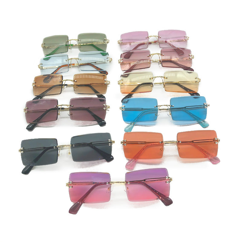 Fashionable Square Sunglasses Vintage Rimless Sunglasses 2022 Women  Custom  2022 Sunglasses