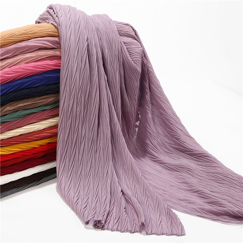 Inner Hijab Under Scarf Long Dubai Pleated Chiffon Hijabs Scarfs 2020 Scarves Muslim